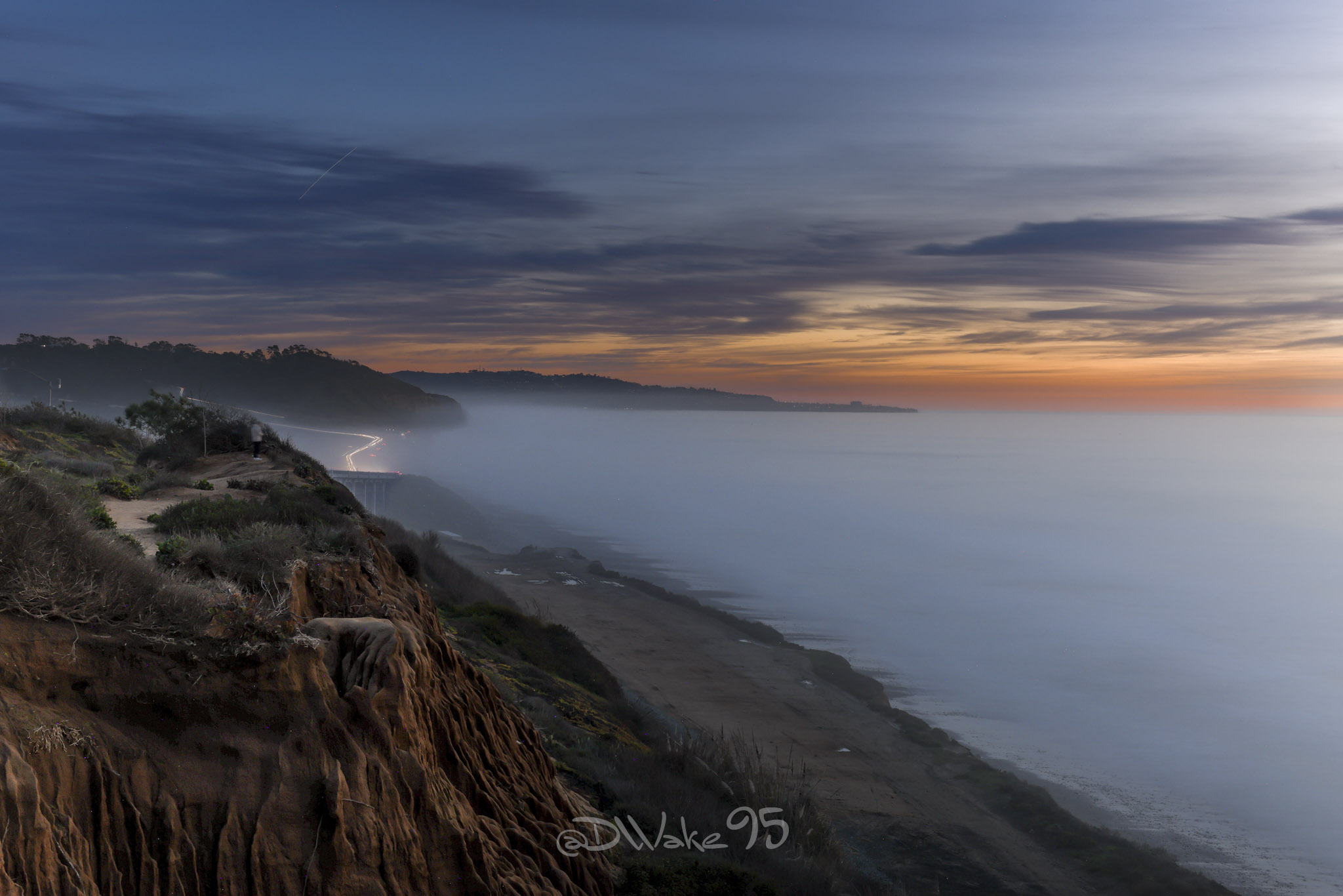 Torrey Pines at Sunset, coastal view with clouds